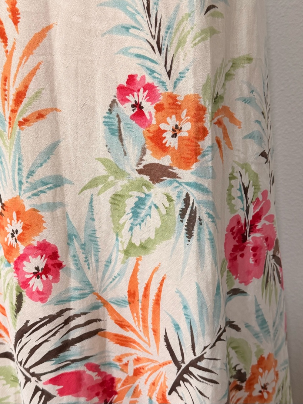 Talbots Cream Maxi Skirt with Tropical Floral Border - Picture 4 of 5